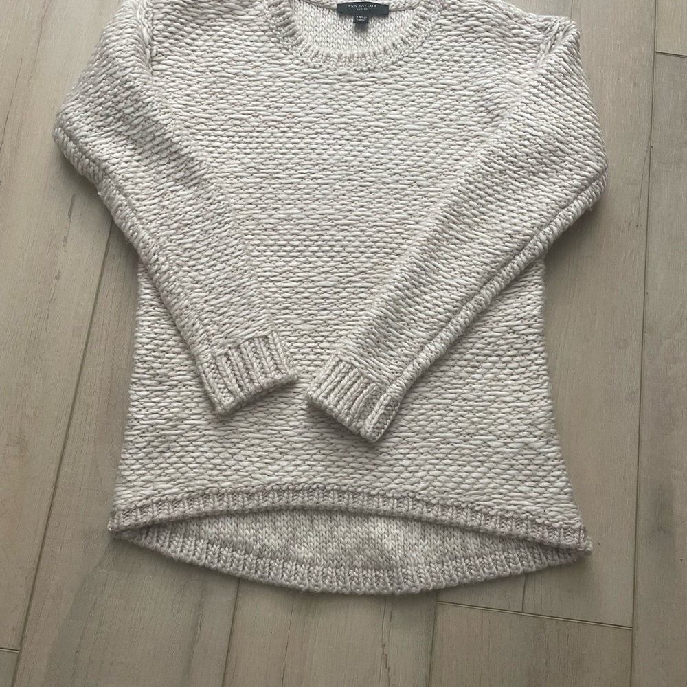 Ann Taylor Textured Cream Sweater